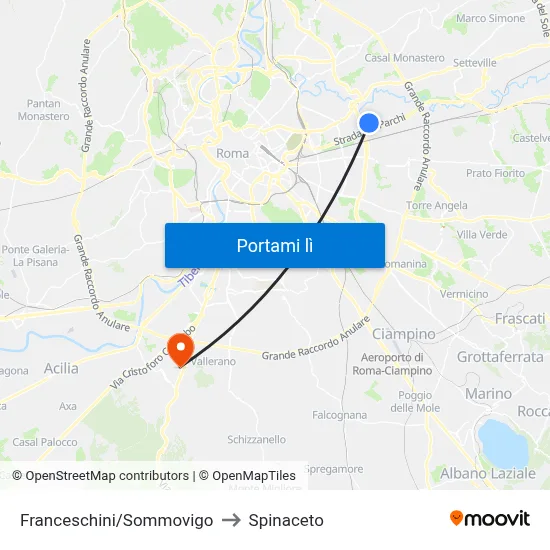 Franceschini/Sommovigo to Spinaceto map