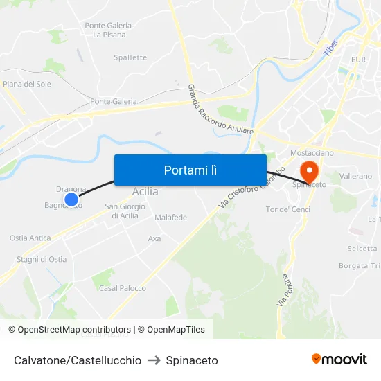 Calvatone/Castellucchio to Spinaceto map