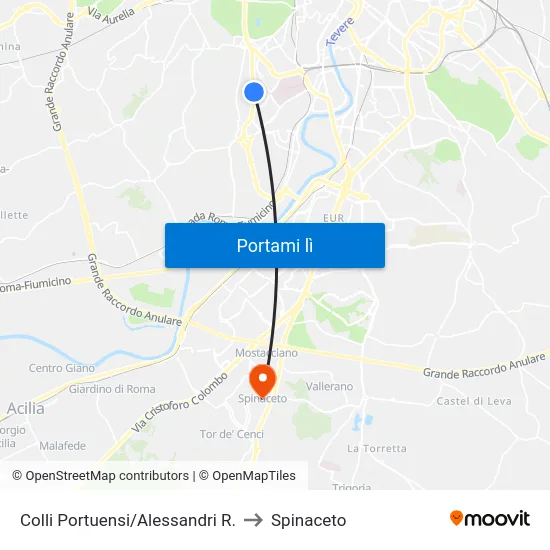 Colli Portuensi/Alessandri R. to Spinaceto map