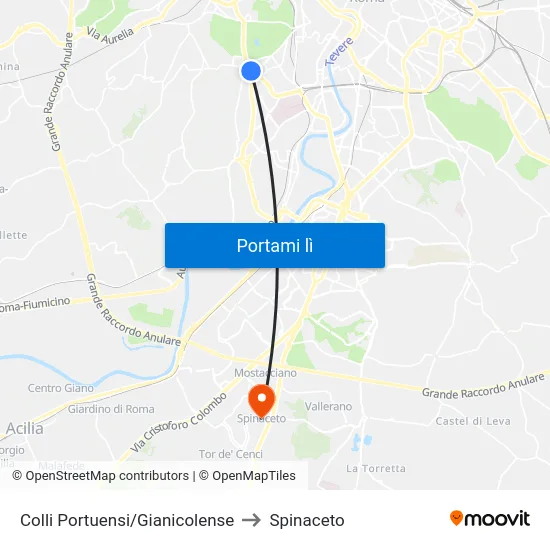 Colli Portuensi/Gianicolense to Spinaceto map