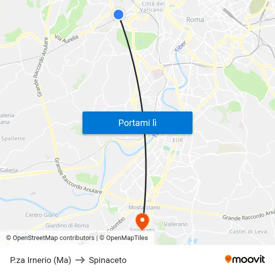 P.za Irnerio (Ma) to Spinaceto map