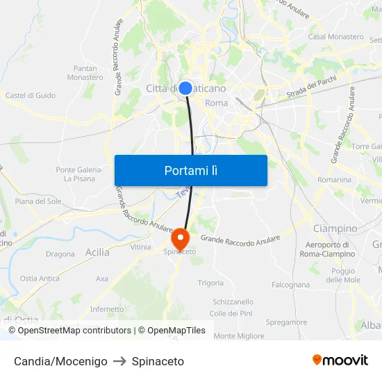 Candia/Mocenigo to Spinaceto map