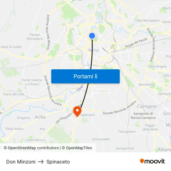 Don Minzoni to Spinaceto map