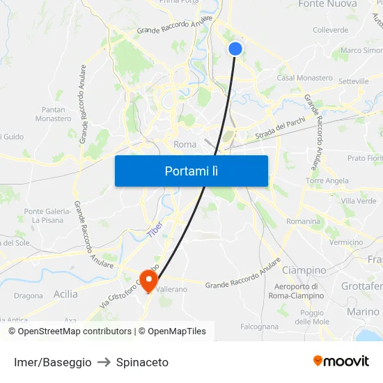 Imer/Baseggio to Spinaceto map