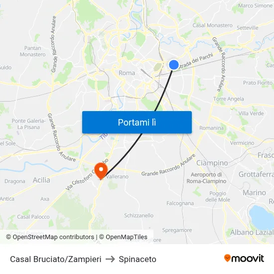 Casal Bruciato/Zampieri to Spinaceto map