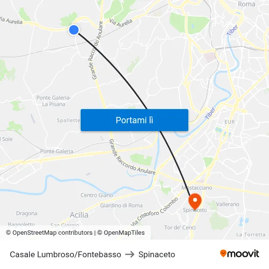 Casale Lumbroso/Fontebasso to Spinaceto map