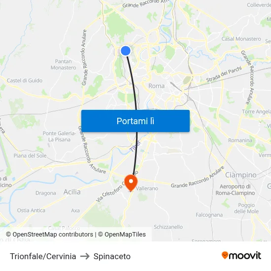 Trionfale/Cervinia to Spinaceto map
