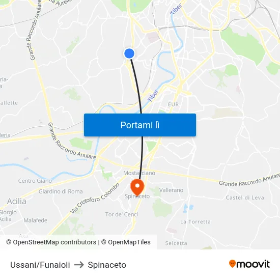 Ussani/Funaioli to Spinaceto map