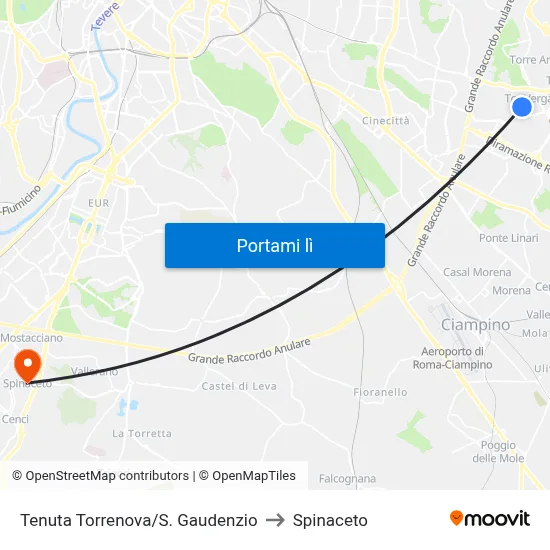 Tenuta Torrenova/S. Gaudenzio to Spinaceto map