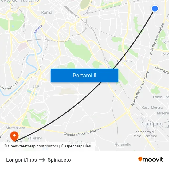 Longoni/Inps to Spinaceto map