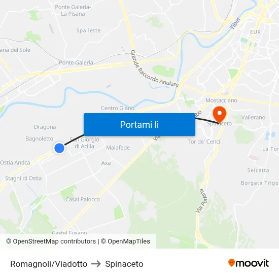 Romagnoli/Viadotto to Spinaceto map