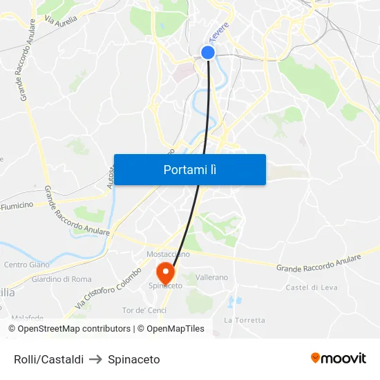 Rolli/Castaldi to Spinaceto map