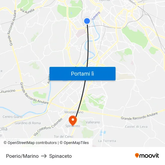 Poerio/Marino to Spinaceto map