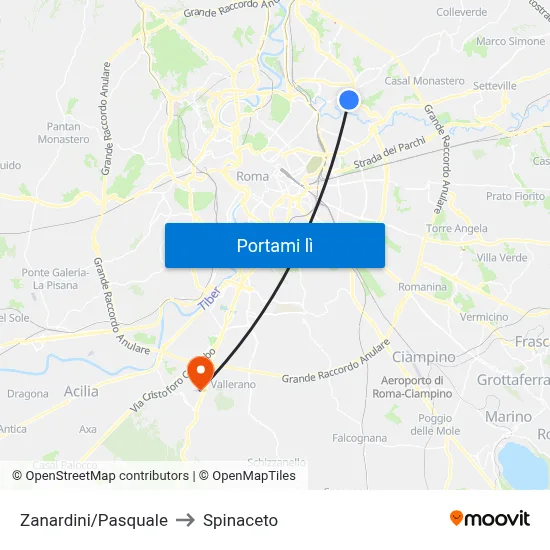 Zanardini/Pasquale to Spinaceto map