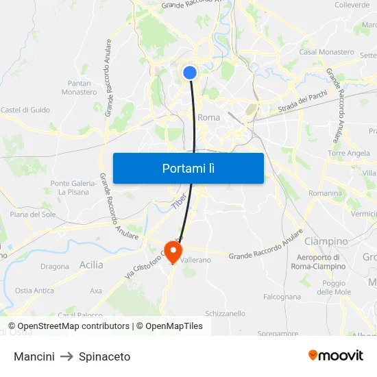 Mancini to Spinaceto map