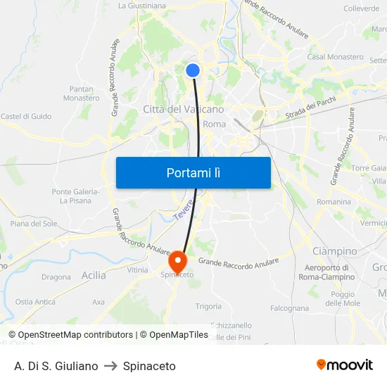 A. Di S. Giuliano to Spinaceto map