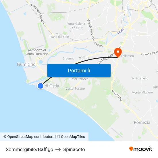 Sommergibile/Baffigo to Spinaceto map