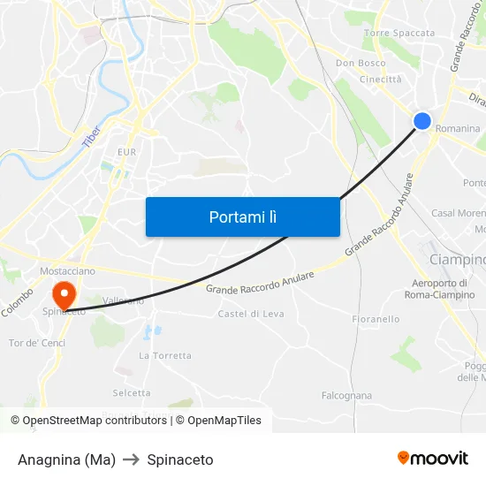 Anagnina (Ma) to Spinaceto map