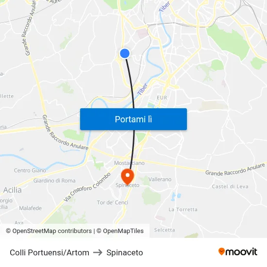 Colli Portuensi/Artom to Spinaceto map