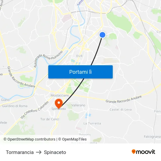 Tormarancia to Spinaceto map