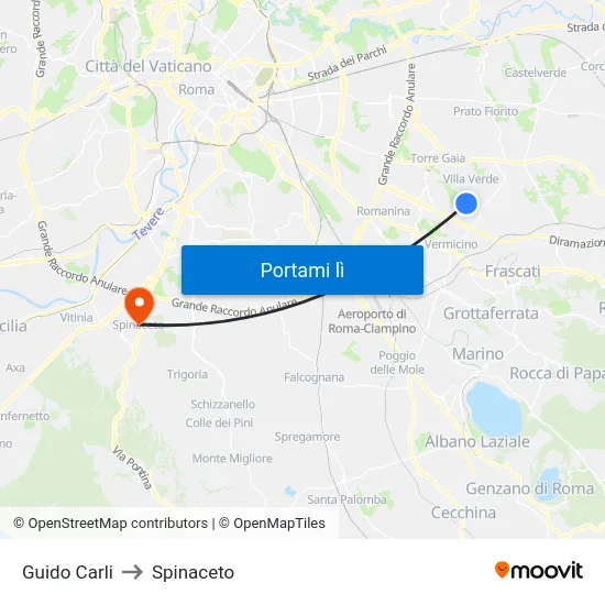 Guido Carli to Spinaceto map