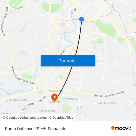 Roma Ostiense FS to Spinaceto map
