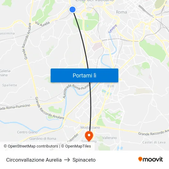 Circonvallazione Aurelia to Spinaceto map