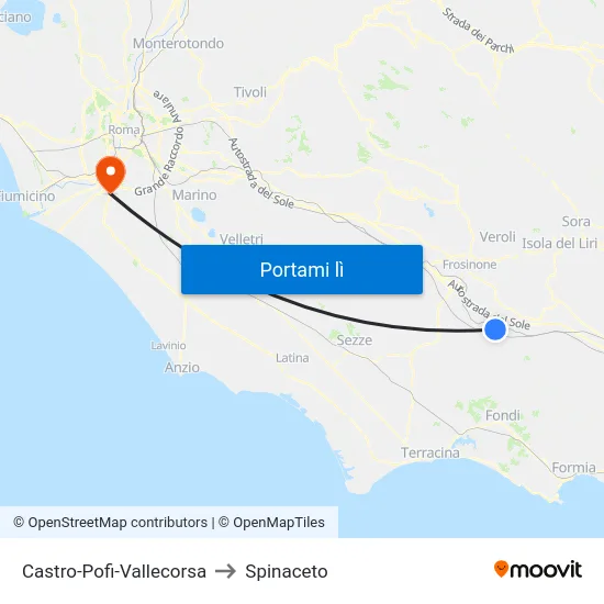 Castro-Pofi-Vallecorsa to Spinaceto map