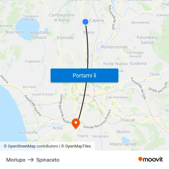 Morlupo to Spinaceto map