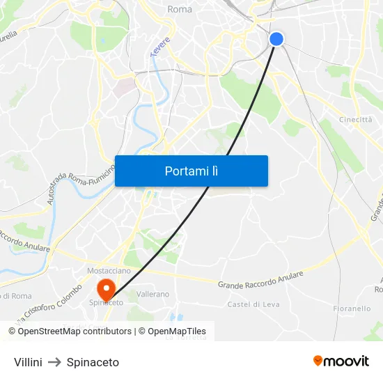 Villini to Spinaceto map
