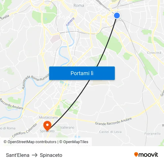 Sant'Elena to Spinaceto map