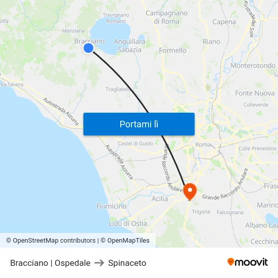Bracciano | Ospedale to Spinaceto map