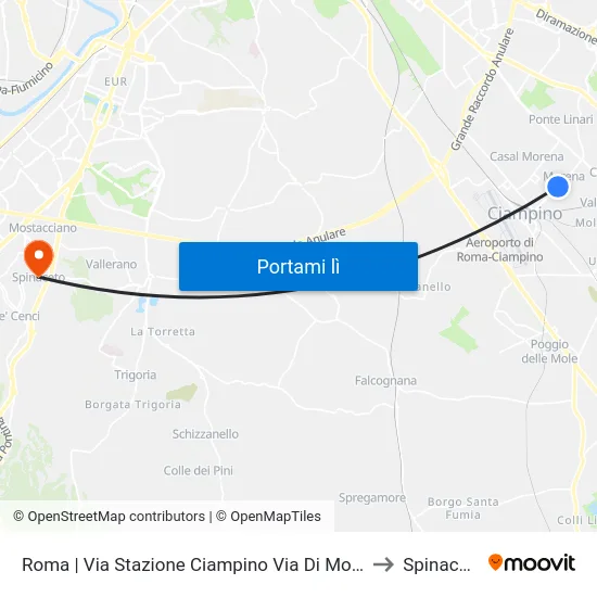 Roma | Via Stazione Ciampino Via Di Morena to Spinaceto map