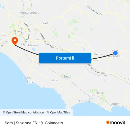 Sora | Stazione FS to Spinaceto map