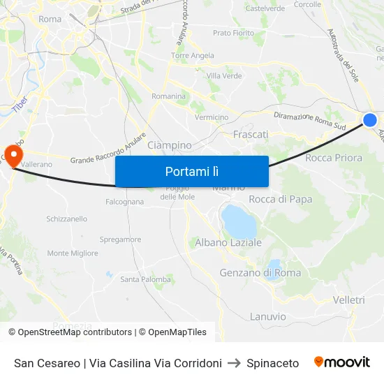 San Cesareo | Via Casilina Via Corridoni to Spinaceto map
