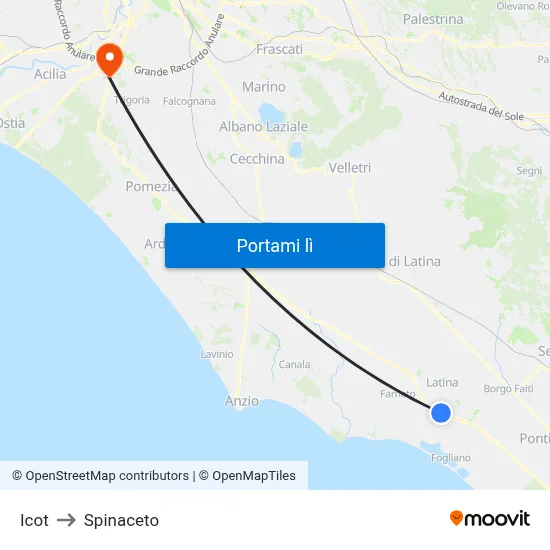 Icot to Spinaceto map