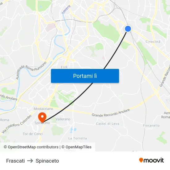 Frascati to Spinaceto map