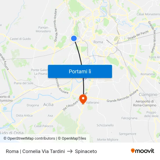 Roma | Cornelia Via Tardini to Spinaceto map