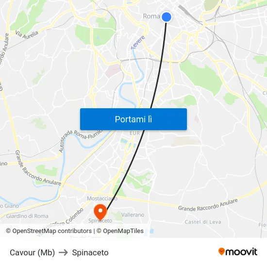 Cavour (Mb) to Spinaceto map