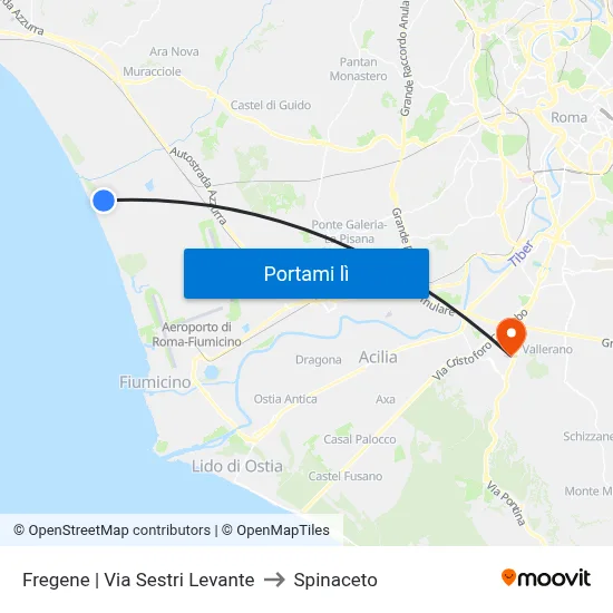 Fregene | Via Sestri Levante to Spinaceto map