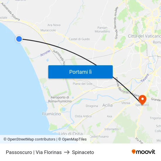 Passoscuro | Via Florinas to Spinaceto map