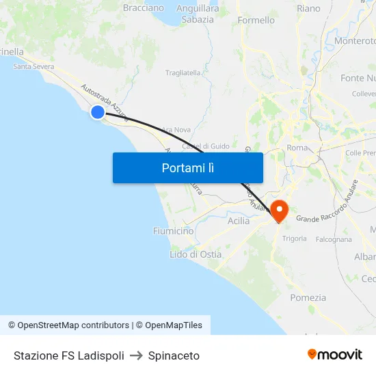 Stazione FS Ladispoli to Spinaceto map