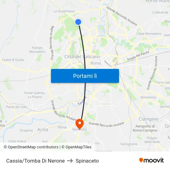 Cassia/Tomba Di Nerone to Spinaceto map