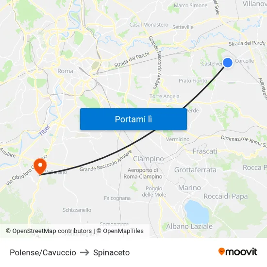 Polense/Cavuccio to Spinaceto map