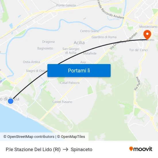 P.le Stazione Del Lido (Rl) to Spinaceto map