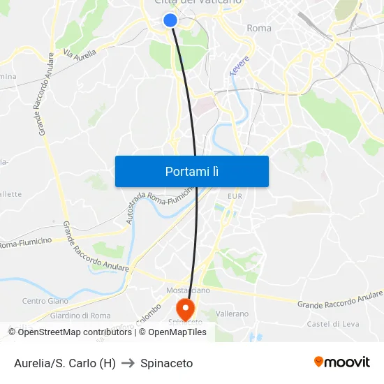Aurelia/S. Carlo (H) to Spinaceto map