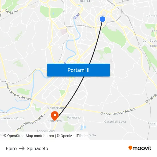 Epiro to Spinaceto map