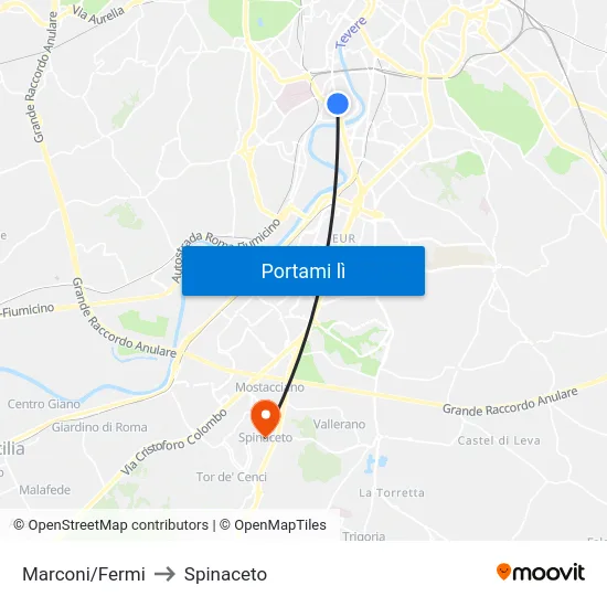 Marconi/Fermi to Spinaceto map