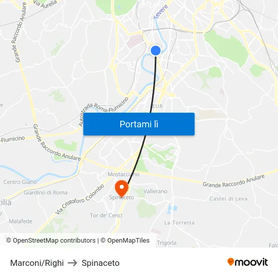 Marconi/Righi to Spinaceto map