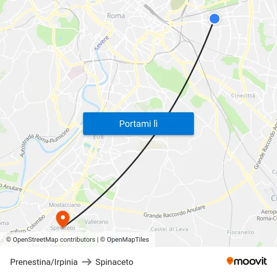 Prenestina/Irpinia to Spinaceto map